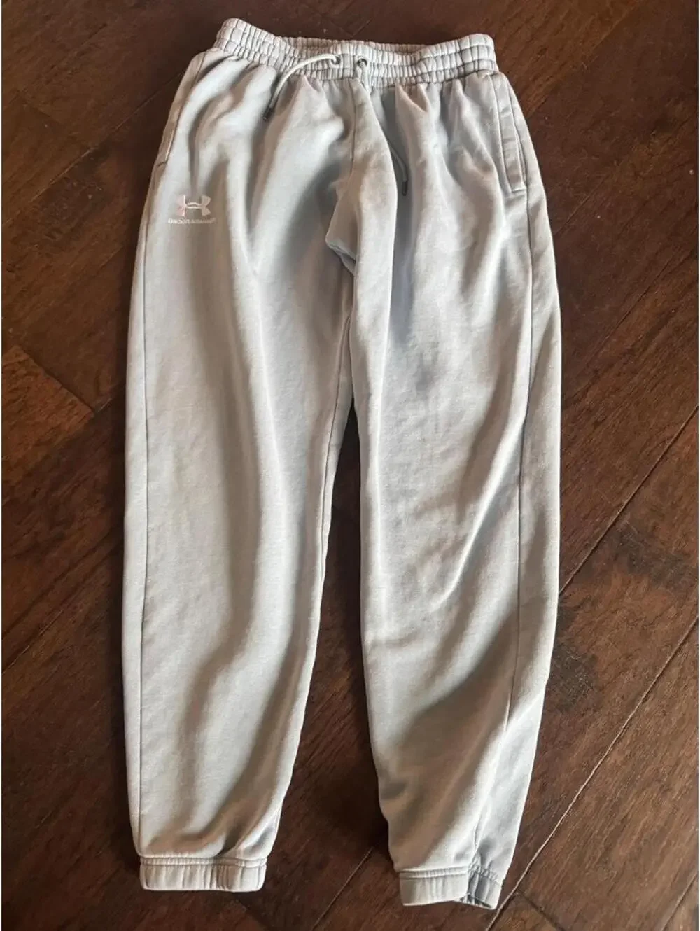 Under Armour Large Heavyweight Fleece Sweatpants Light Gray Relaxed Fit